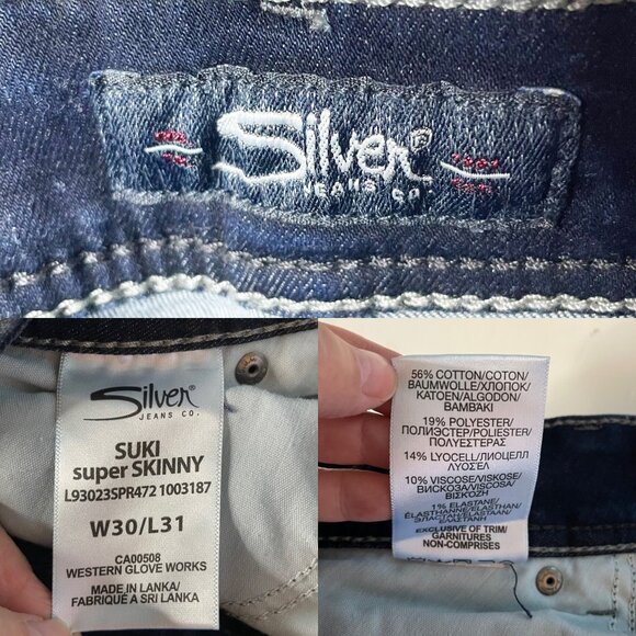 Silver Jeans Co. Suki Super Skinny Women's 30W 31L Denim Blue Jeans Pants - Picture 4 of 7